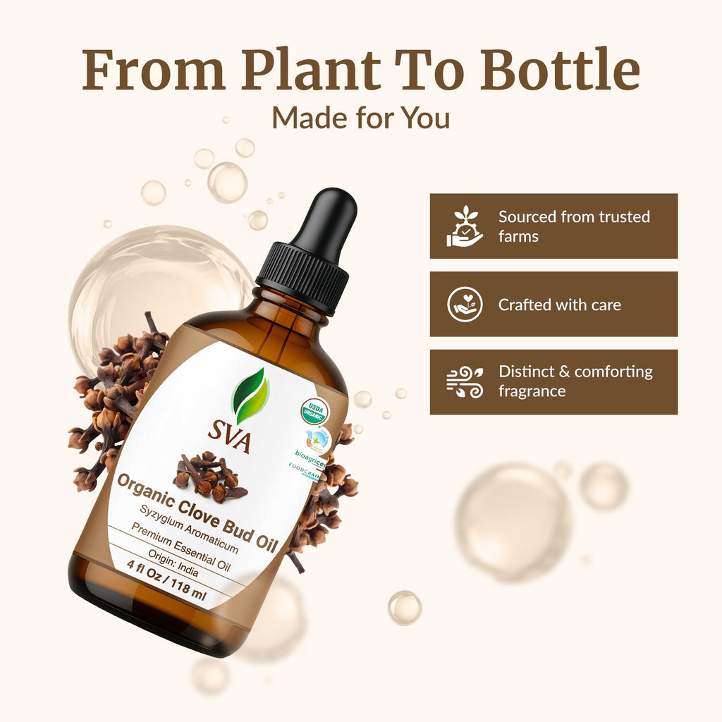 SVA Clove Essential Oil Organic – 4 oz | 100% Natural Clove Bud Oil