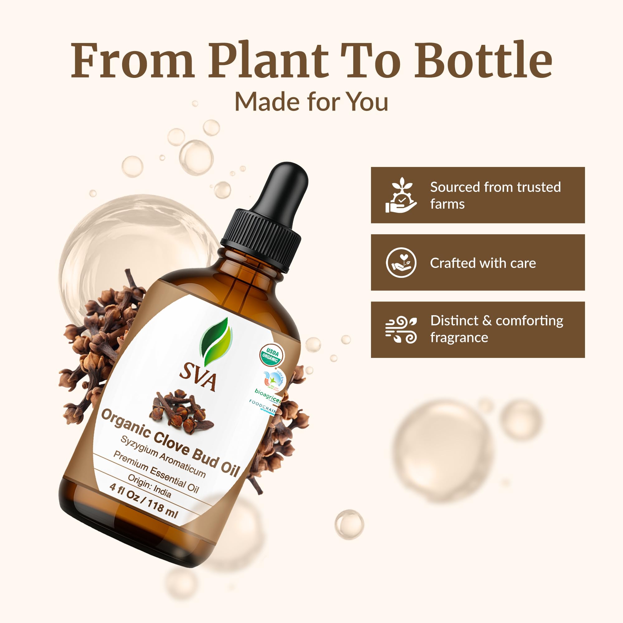 SVA Clove Essential Oil Organic – 4 oz | 100% Natural Clove Bud Oil