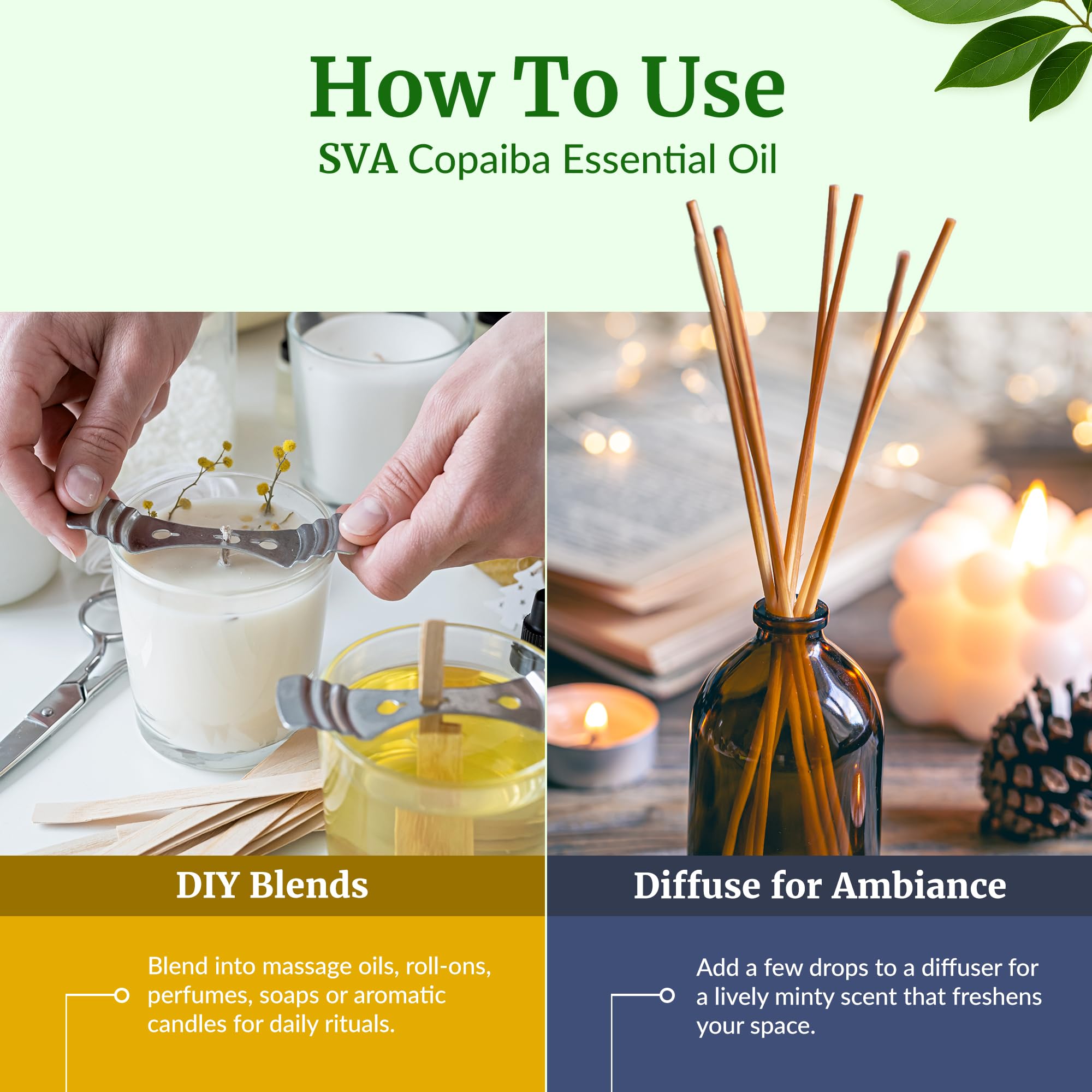 SVA Copaiba Essential Oil – 4oz | 100% Natural Copaiba Oil for Diffuser, Skin & Hair