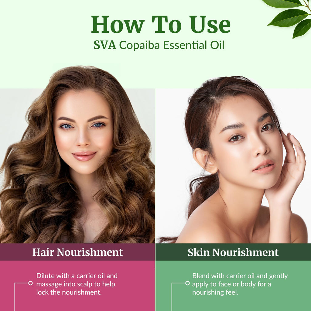 SVA Copaiba Essential Oil – 4oz | 100% Natural Copaiba Oil for Diffuser, Skin & Hair