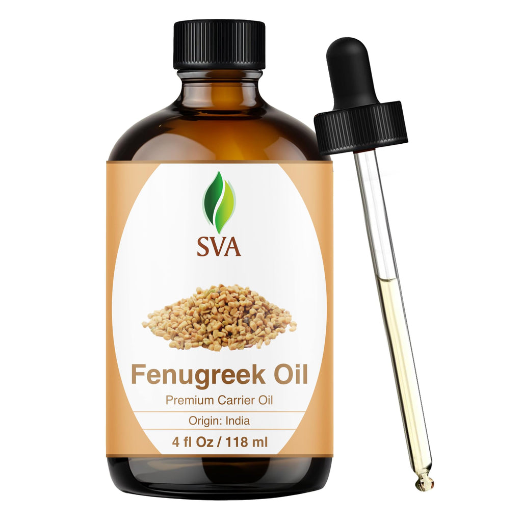 SVA Fenugreek Oil 4oz (118ml) – Premium Carrier Oil for Hair, Scalp & Skin Care (Dropper)