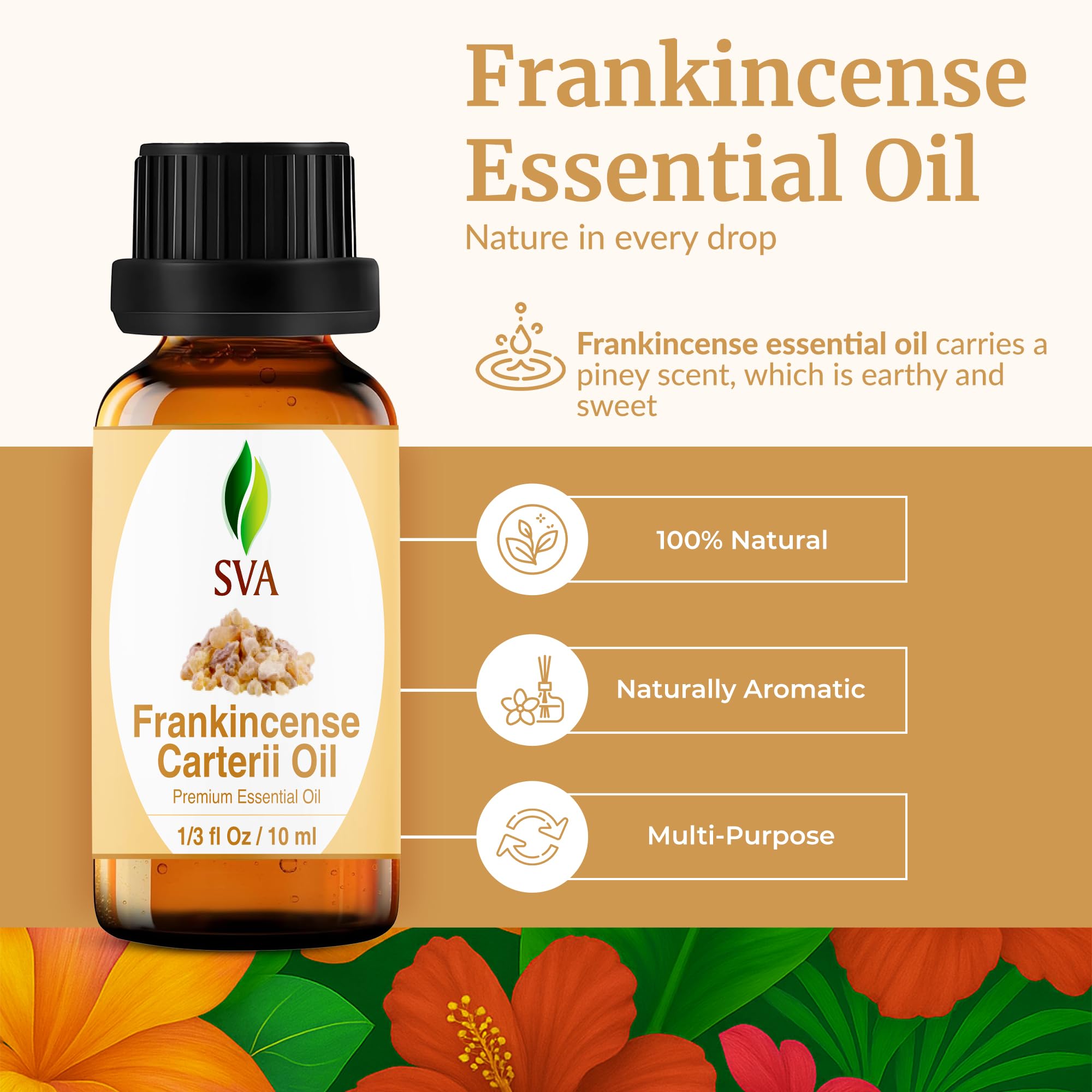SVA Frankincense Essential Oil – 1/3 Fl Oz Boswellia Carterii, 100% Natural