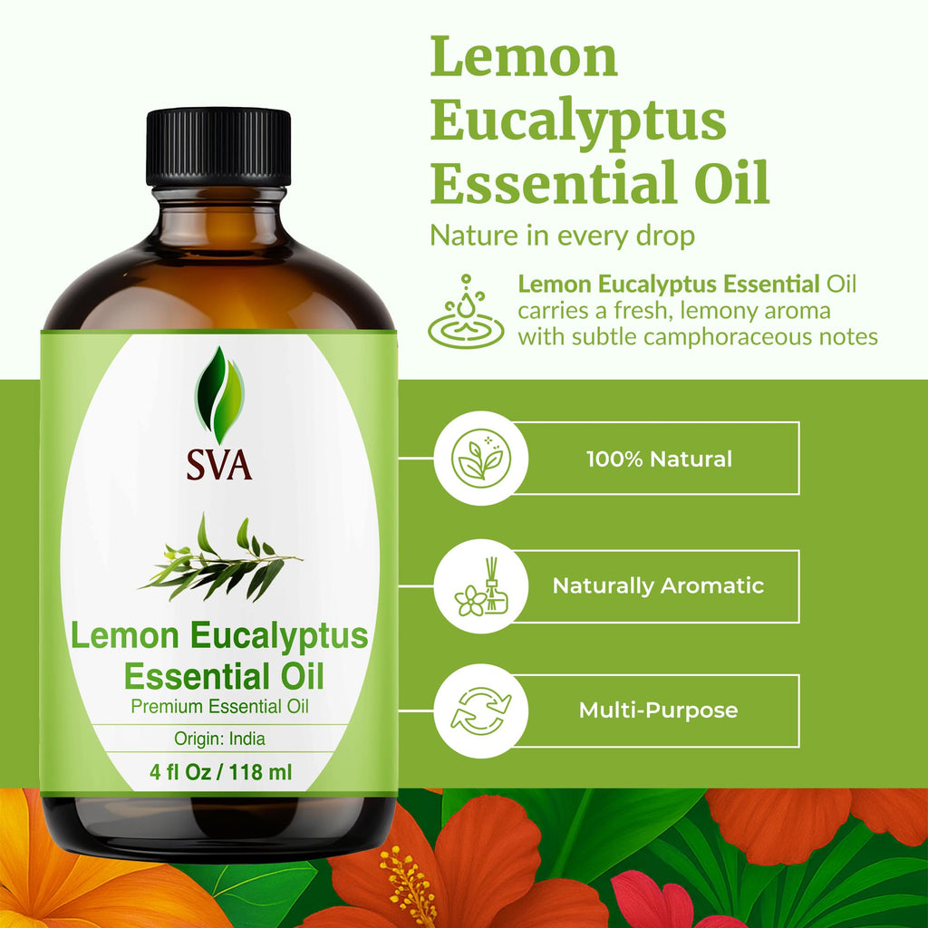 SVA Lemon Eucalyptus Essential Oil – 4 oz | 100% Natural Citriodora, Dropper