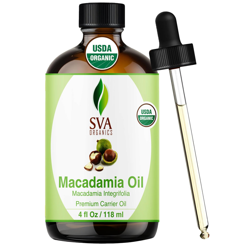 SVA Macadamia Seed Oil Organic - 4 Fl Oz Cold Pressed Carrier Oil