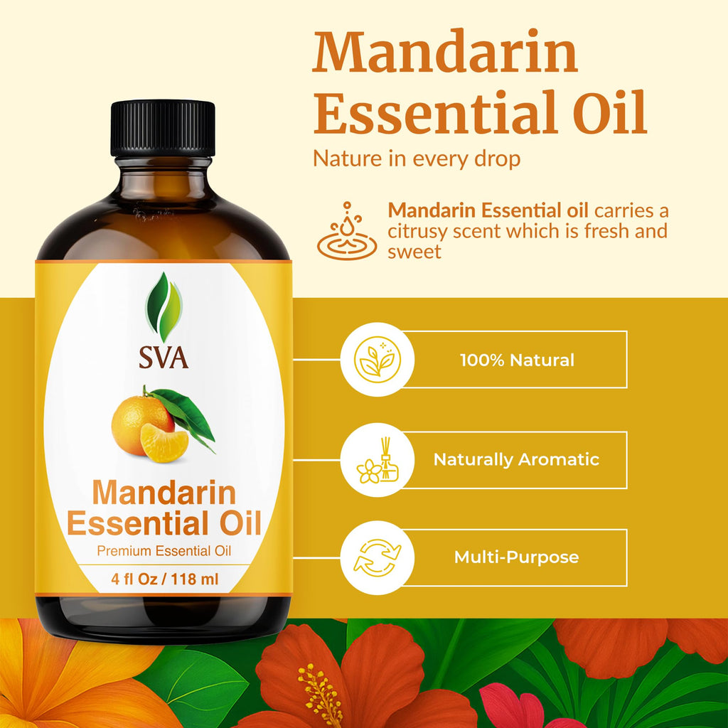 SVA Mandarin Essential Oil 4oz – 100% Natural Mandarin Oil