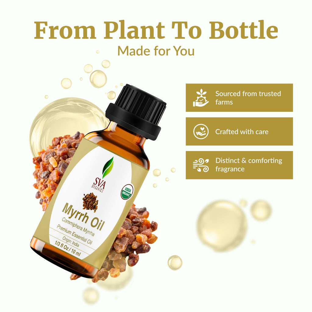 SVA Myrrh Essential Oil Organic – 1/3 Fl Oz | 100% Natural Myrrh Oil
