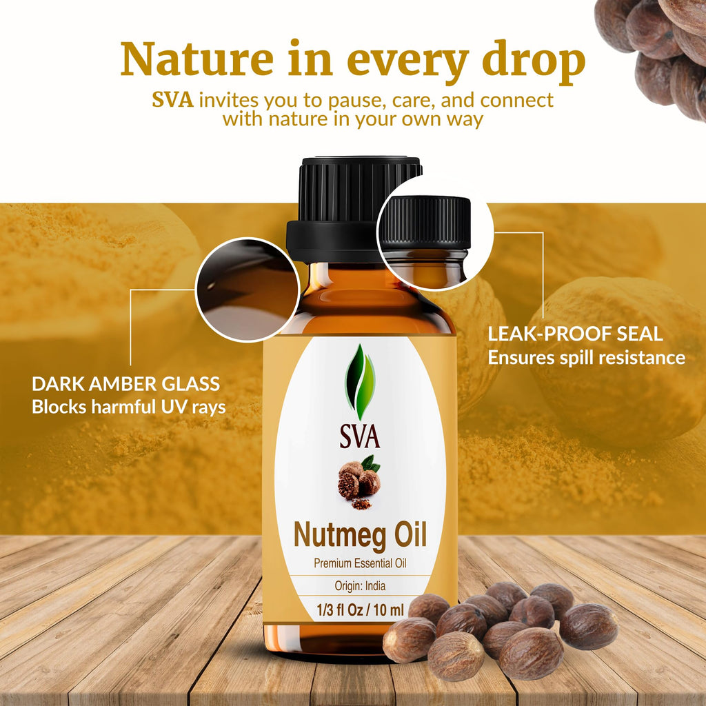 SVA Nutmeg Essential Oil 1/3 oz – 100% Natural | Diffuser, Skin & Hair Care