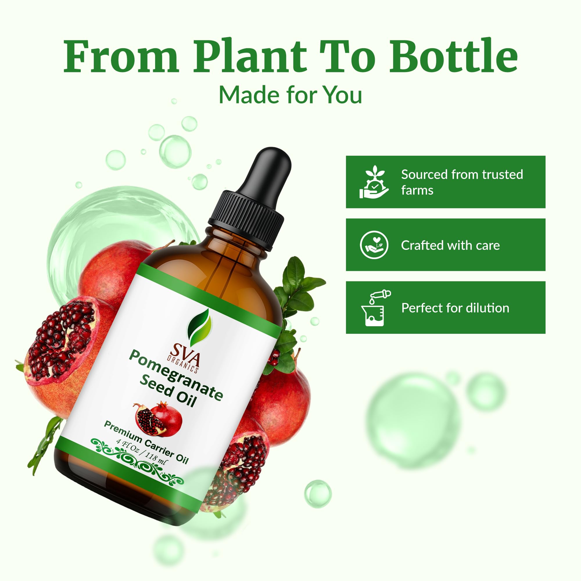 SVA Pomegranate Seed Organic Oil – 4oz | Cold-Pressed Carrier Oil for Face, Skin & Hair