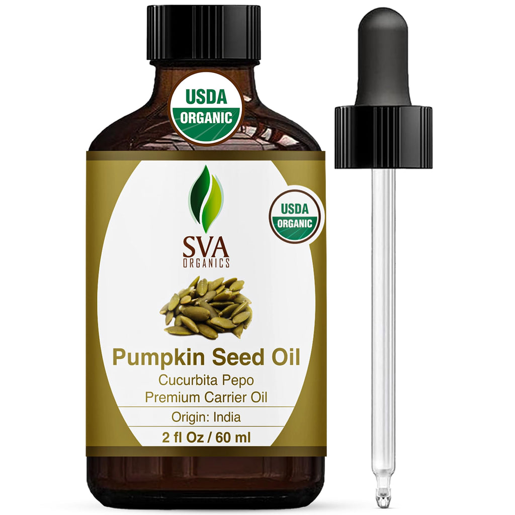 SVA Pumpkin Seed Oil Organic - 2 Fl Oz | 100% Natural Cold-Pressed Carrier Oil for Face, Skin & Hair Care