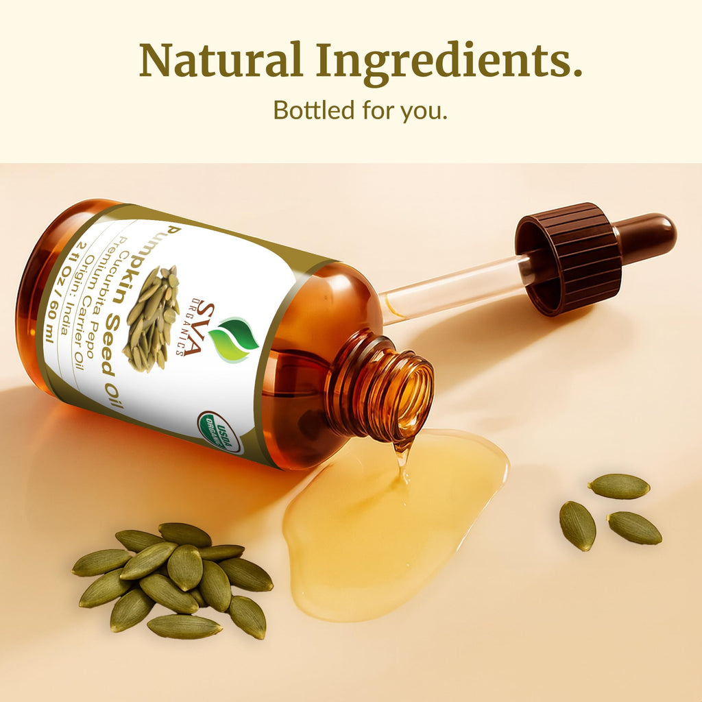 SVA Pumpkin Seed Oil Organic - 2 Fl Oz | 100% Natural Cold-Pressed Carrier Oil for Face, Skin & Hair Care
