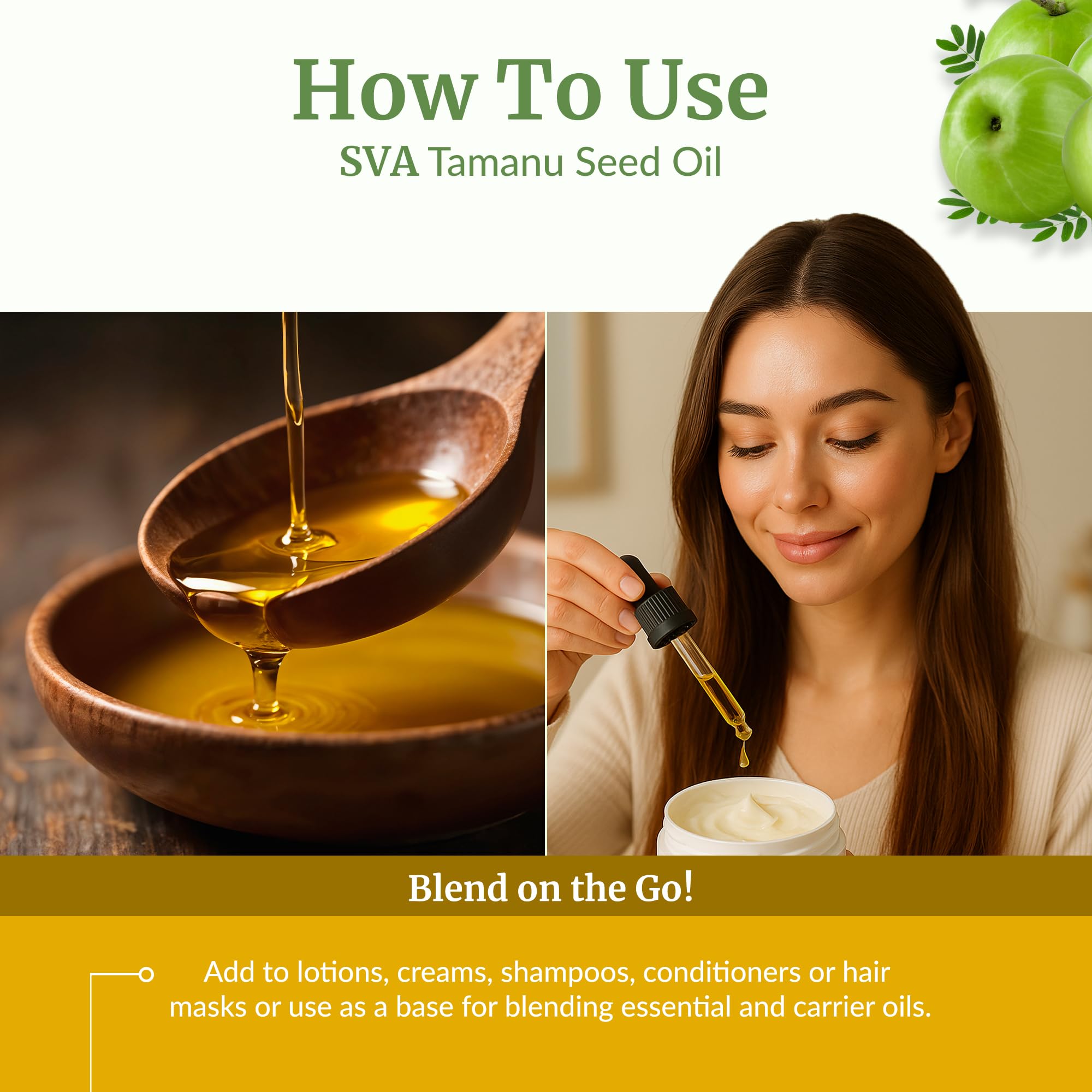 SVA Tamanu Seed Oil Organic - 32oz Cold-Pressed Carrier Oil