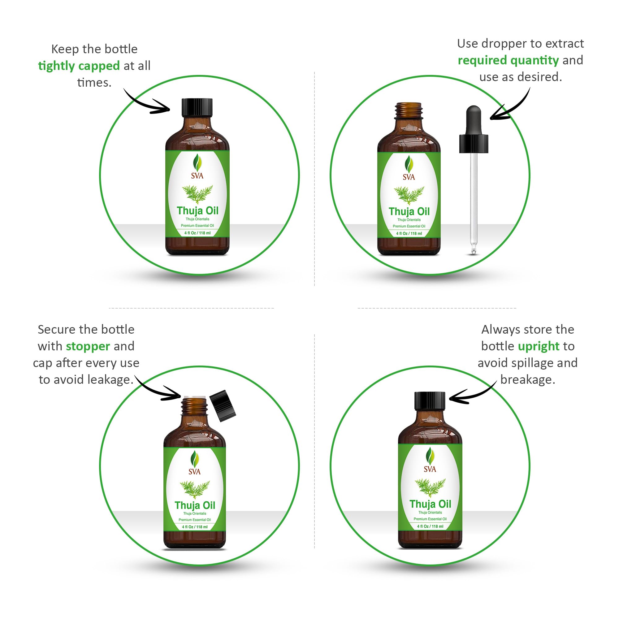 SVA Thuja Essential Oil – 4 Oz | 100% Natural Thuja Oil for Diffuser, Skin & Hair
