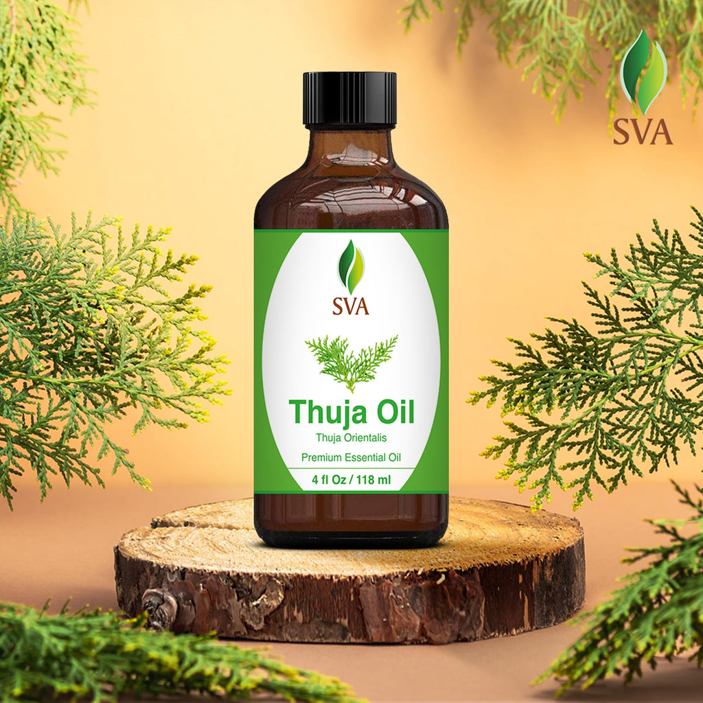 SVA Thuja Essential Oil – 4 Oz | 100% Natural Thuja Oil for Diffuser, Skin & Hair