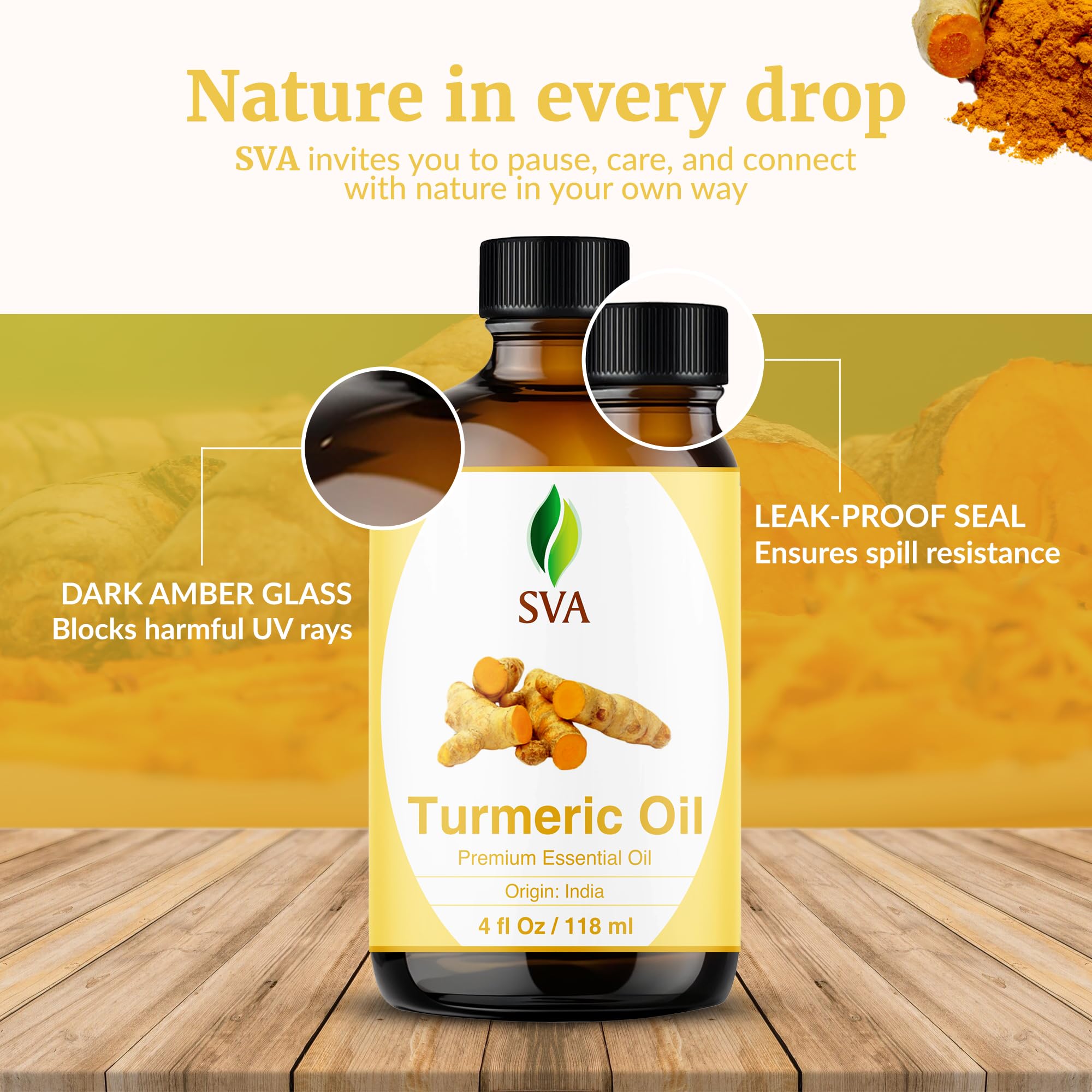 SVA Turmeric Essential Oil – 4 oz – 100% Natural – Diffuser, Skin & Hair Care