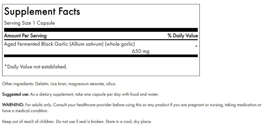 Swanson Aged Black Garlic 650 mg - 30 Capsules