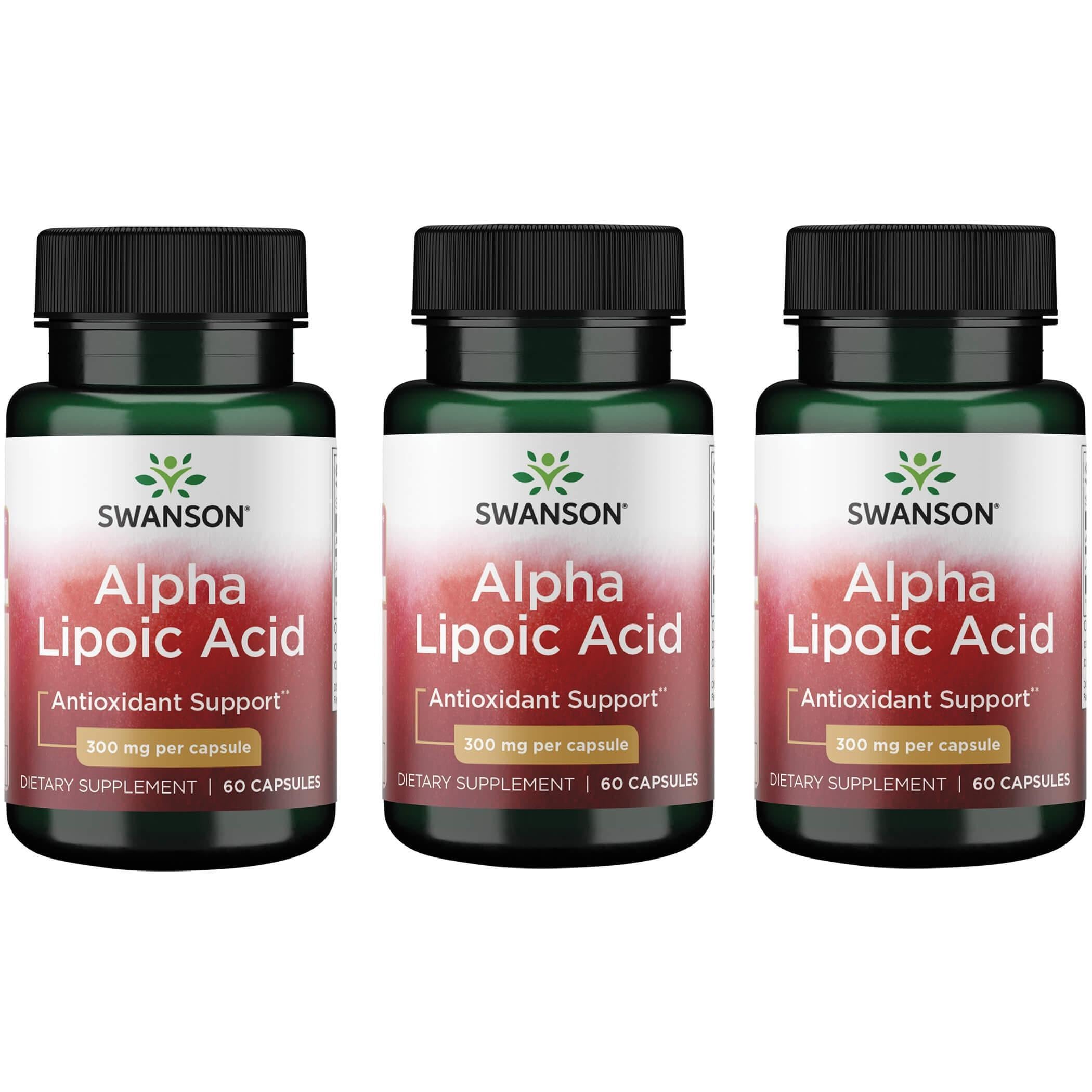 Swanson Alpha Lipoic Acid 300 mg – Antioxidant Supplement (60 Capsules, 3-Pack)