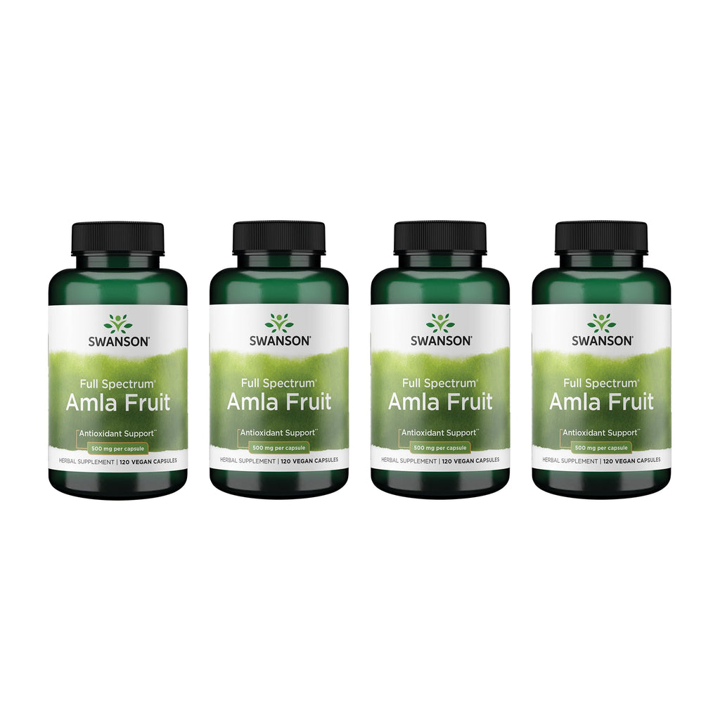 Swanson Full Spectrum Amla Fruit - Ayurvedic Indian Gooseberry Supplement, 120 Capsules (500 mg) - 4 Pack