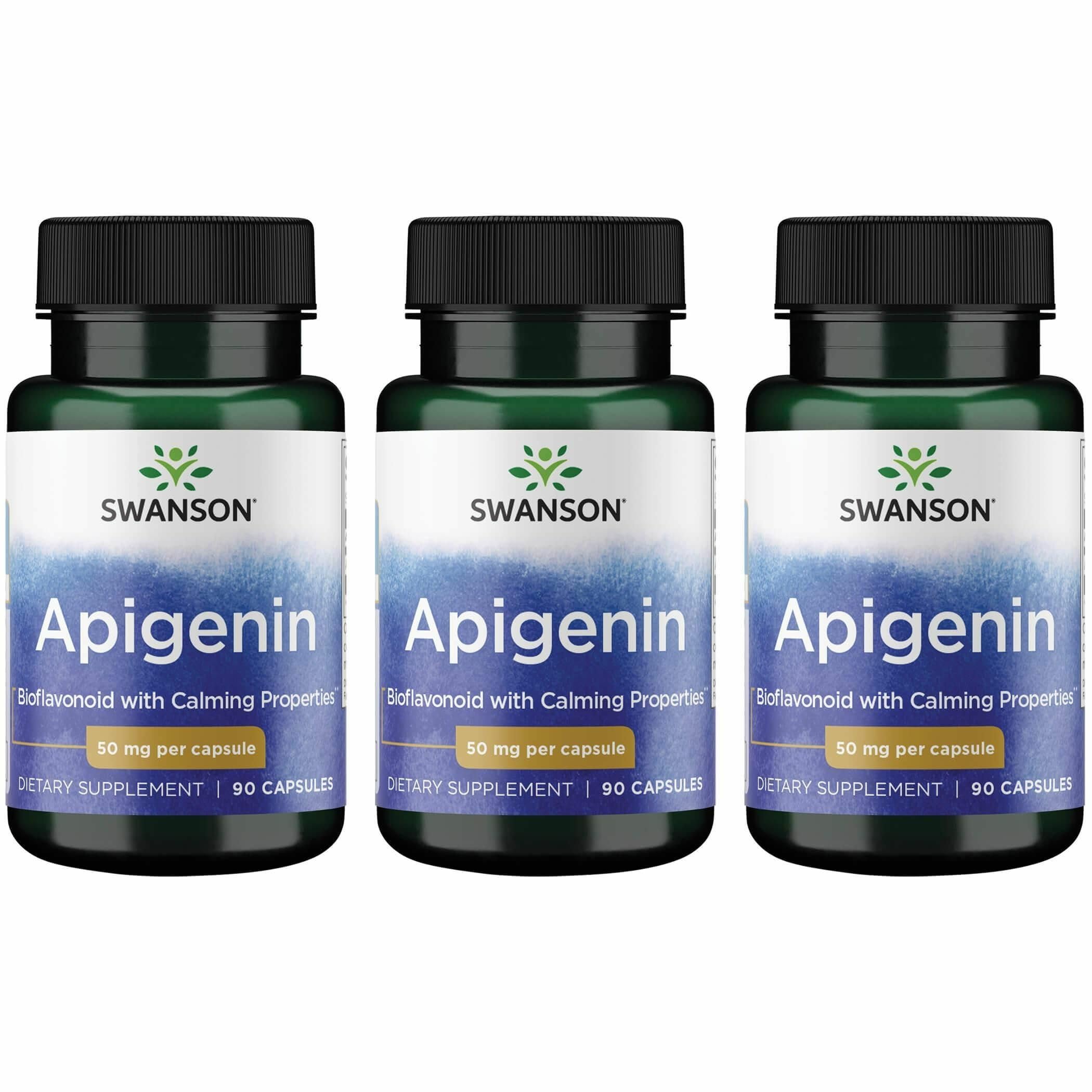Swanson Apigenin-Bioflavonoid Supplement – Sleep, Prostate & Nerve Support – 90 Caps, 50 mg Each (3 Pack)