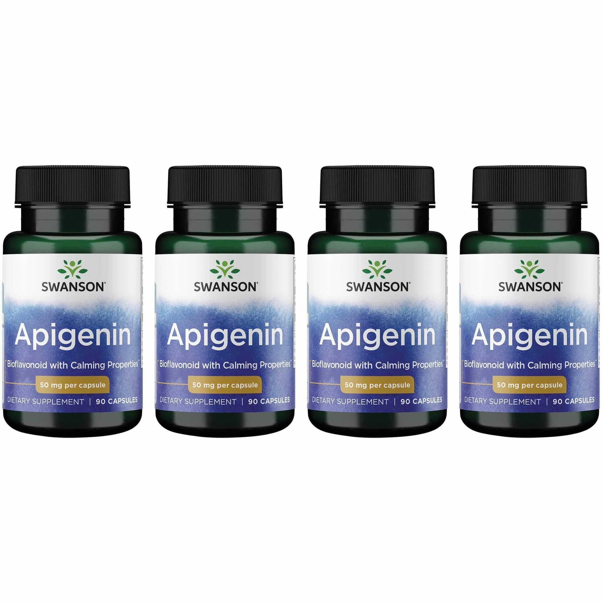 Swanson Apigenin-Bioflavonoid Supplement — Prostate & Sleep Support, 90 Caps, 50 mg Each (4 Pack)
