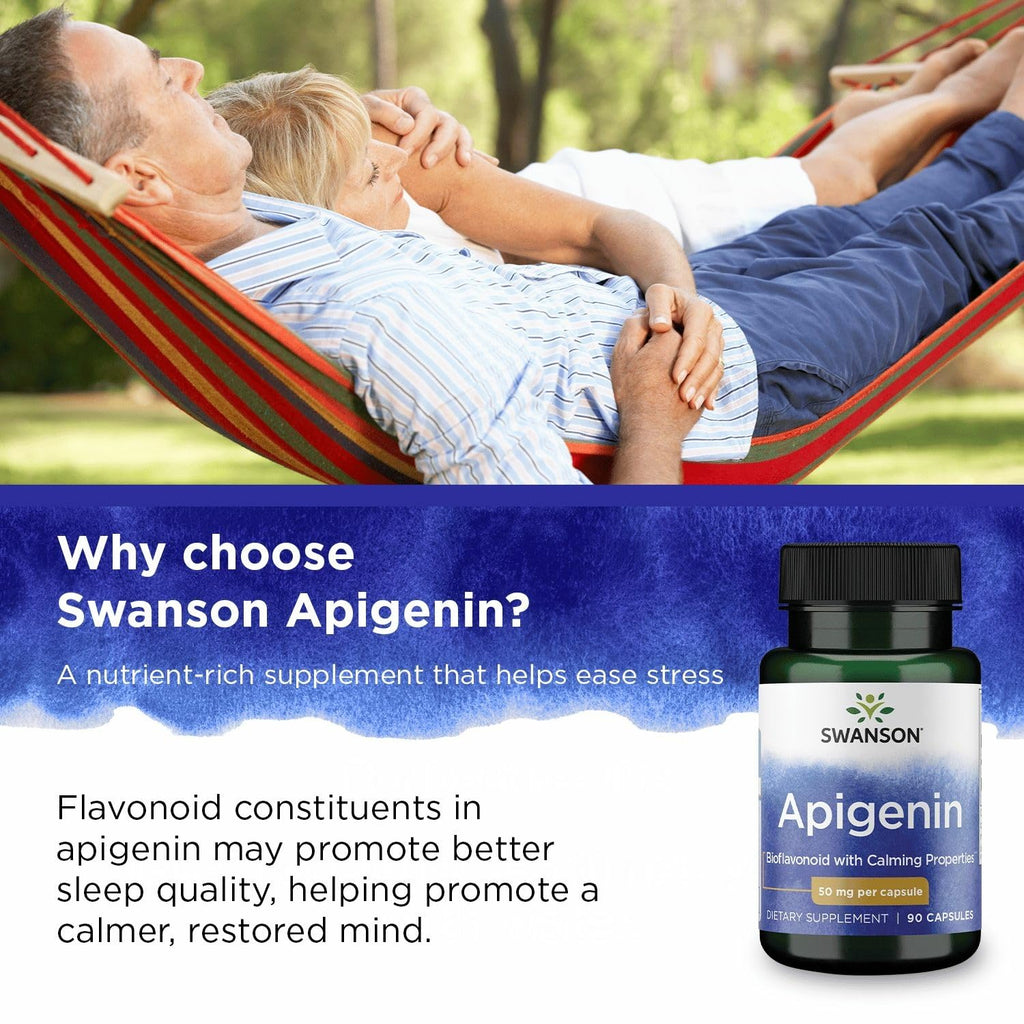 Swanson Apigenin-Bioflavonoid Supplement – Sleep, Prostate & Nerve Support – 90 Caps, 50 mg Each (3 Pack)
