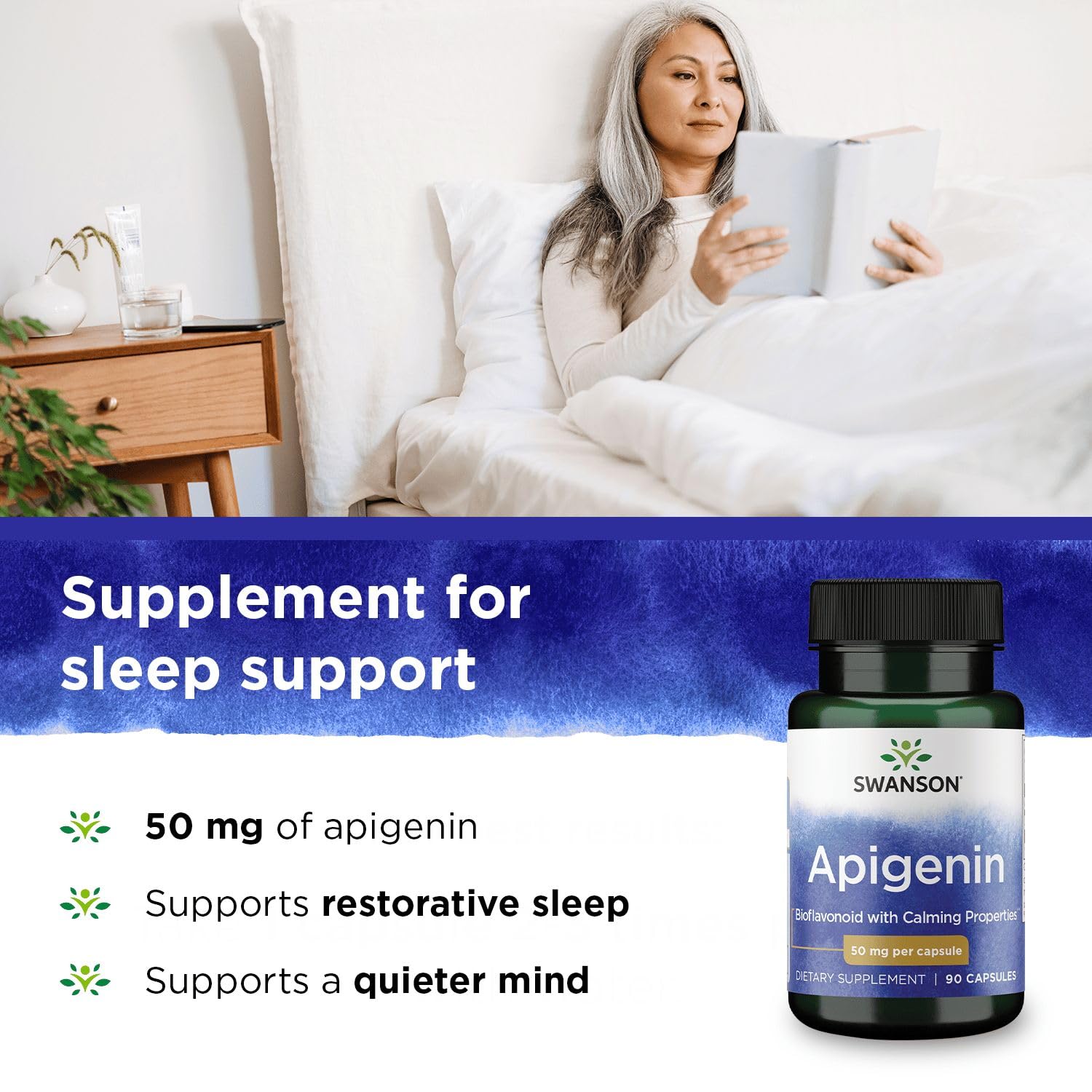Swanson Apigenin-Bioflavonoid Supplement – Sleep, Prostate & Nerve Support – 90 Caps, 50 mg Each (3 Pack)