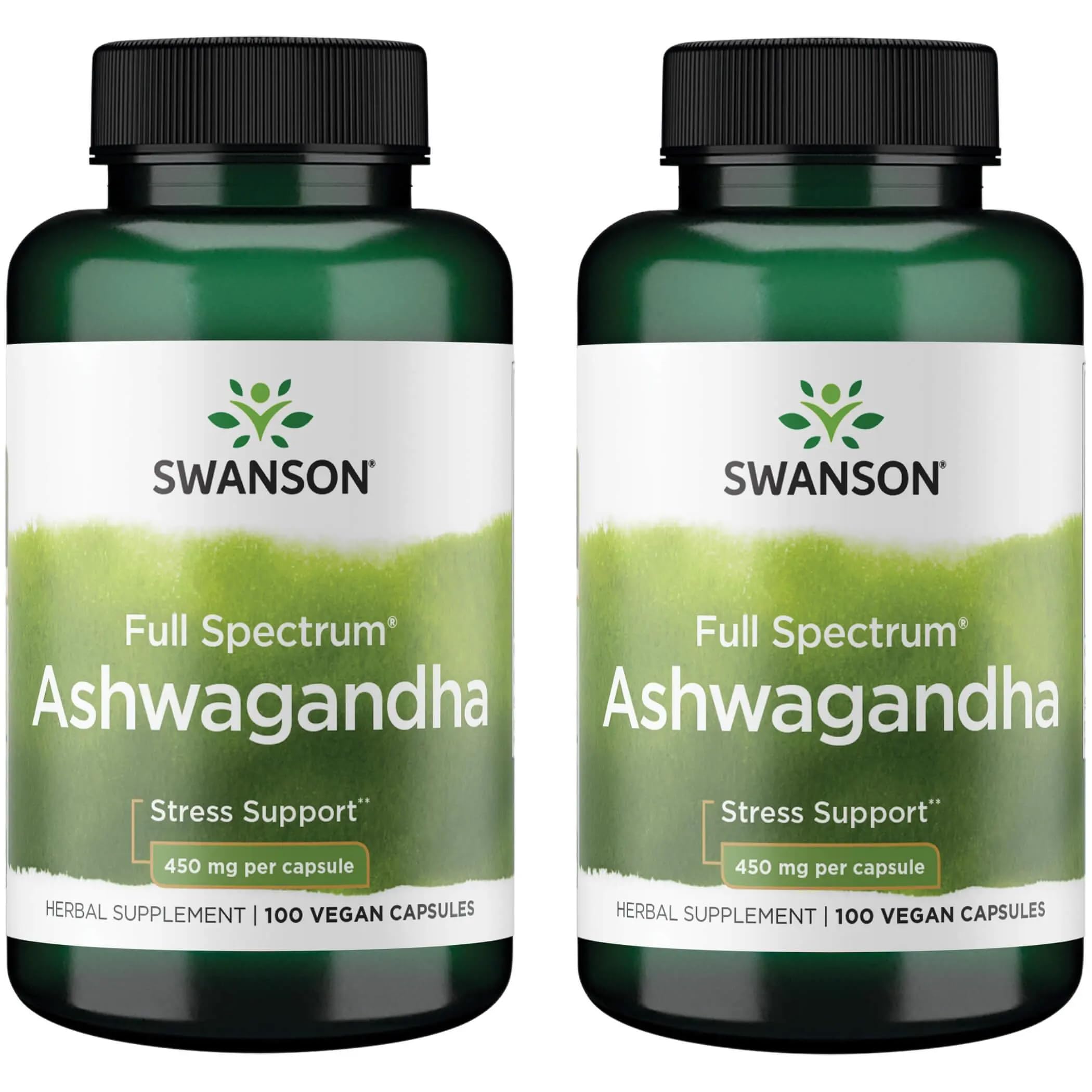 Swanson Ashwagandha Powder Supplement – 450mg Ashwagandha Root, 100 Capsules, 2 Pack – Stress Relief & Energy | Ayurvedic Wellness
