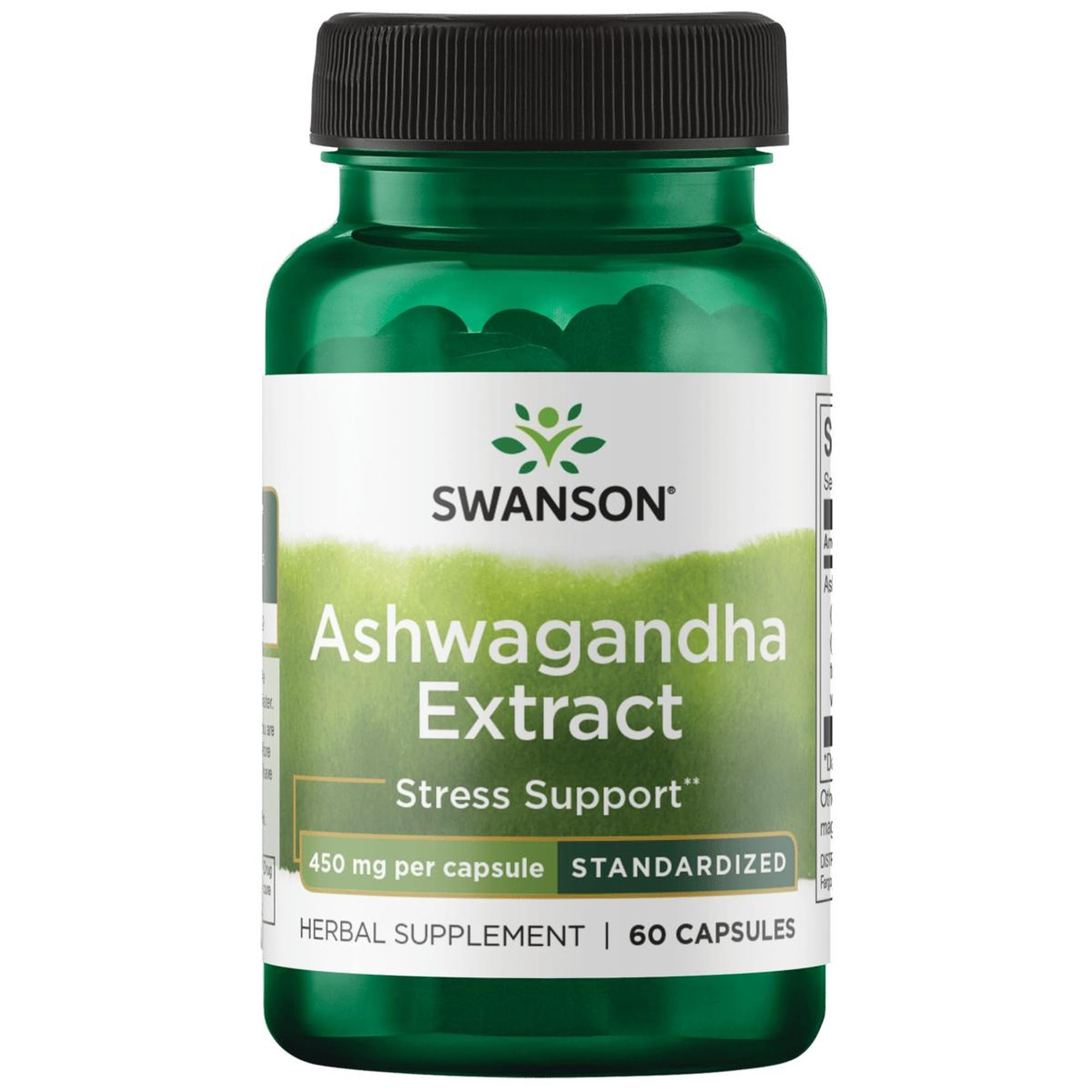 Swanson Ashwagandha Extract - Natural Stress Support, Energy & Nervous System Health - 60 Capsules (450 mg each)