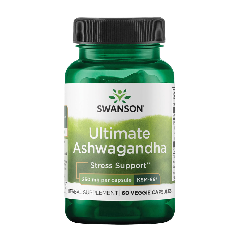 Swanson Ashwagandha KSM-66 – Stress Support & Relaxation (60 Veggie Caps, 250 mg)