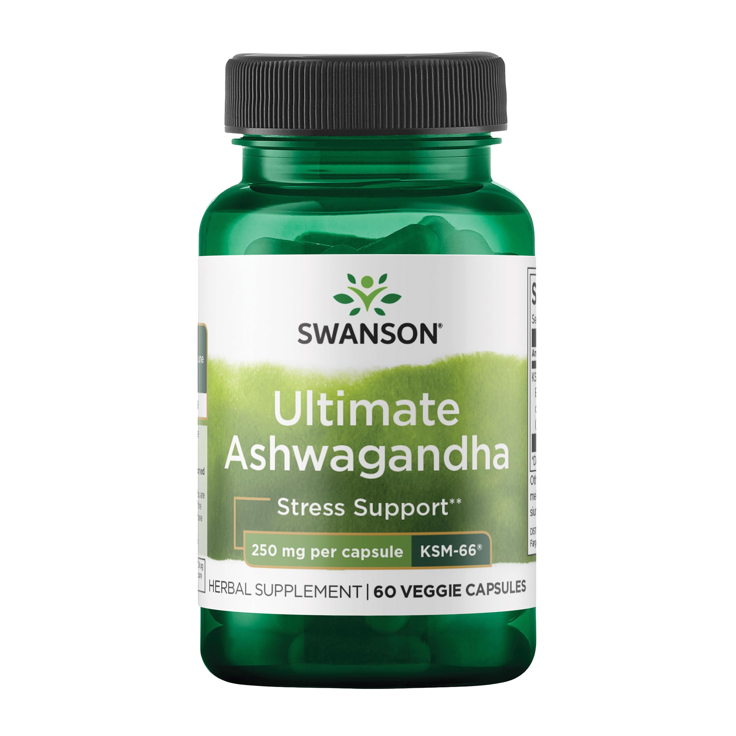 Swanson Ashwagandha KSM-66 – Stress Support & Relaxation (60 Veggie Caps, 250 mg)