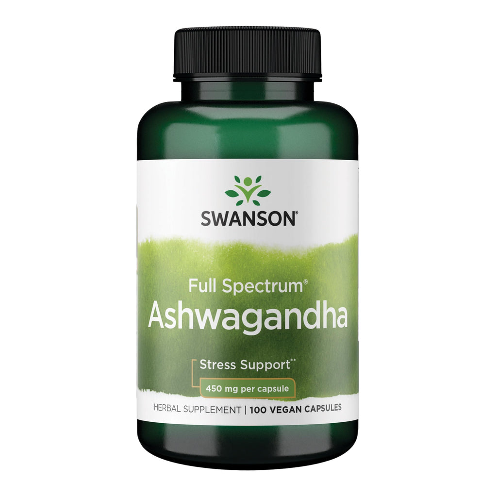 Swanson Ashwagandha Powder Supplement - 450mg, 100 Capsules | Stress & Energy