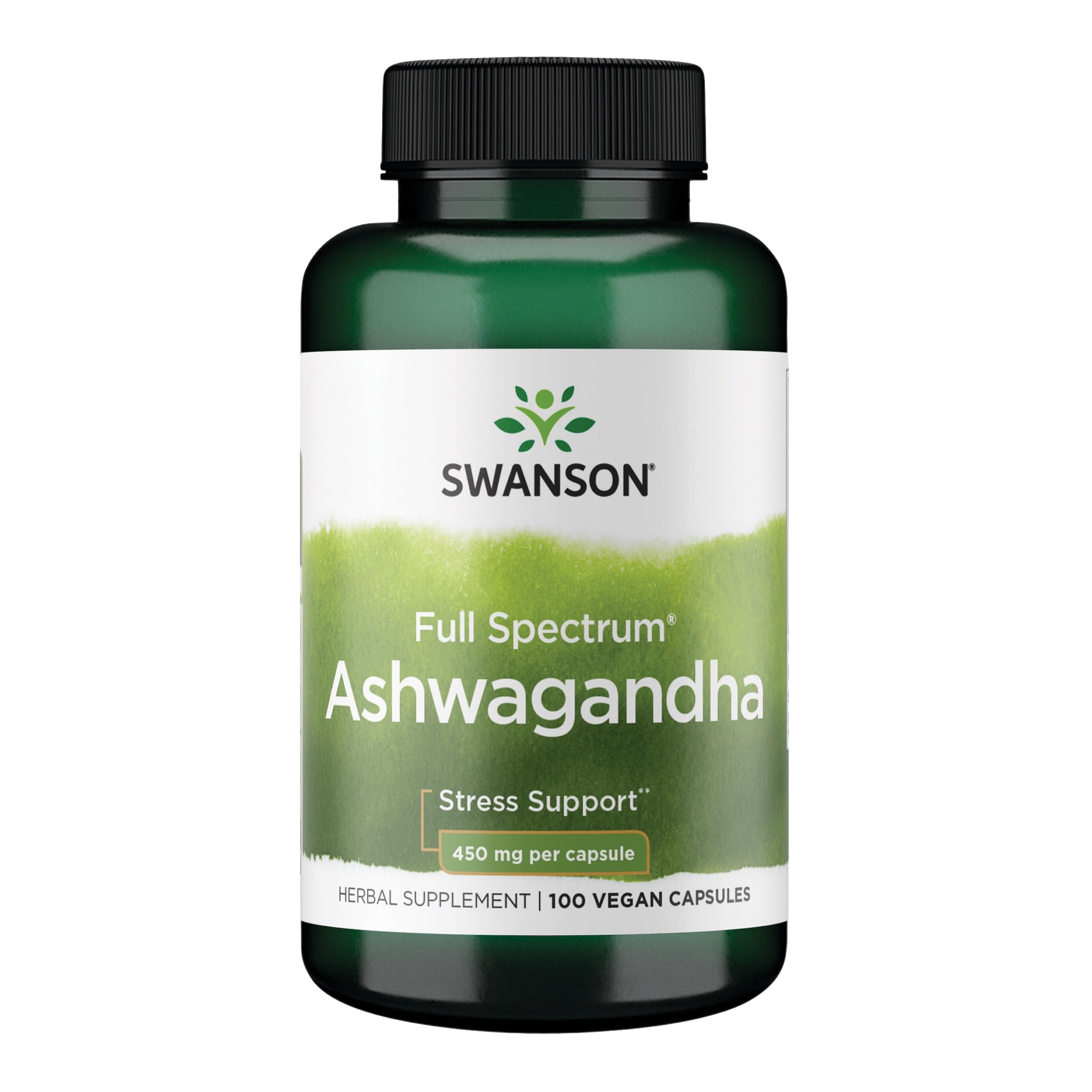 Swanson Ashwagandha Powder Supplement - 450mg, 100 Capsules | Stress & Energy