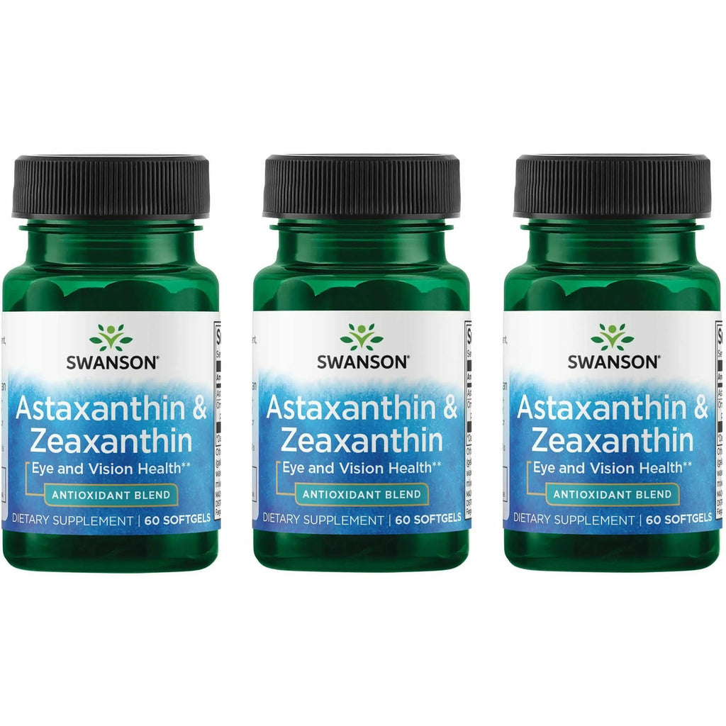 Swanson Astaxanthin & Zeaxanthin Eye Health - Vision & Skin Support (60 Softgels, 3-Pack)