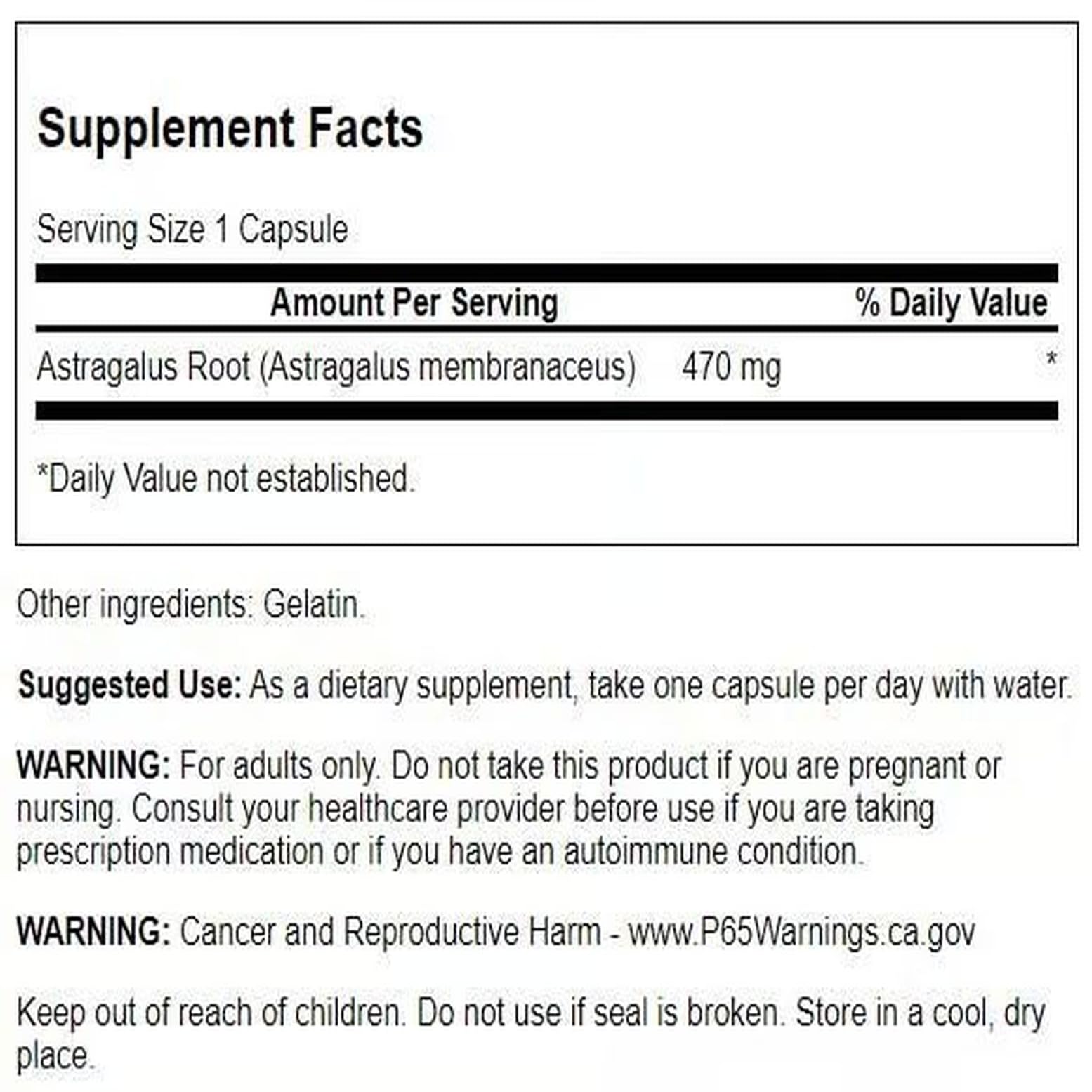 Swanson Astragalus Root | Immune Support & Heart/Liver Health | 100 Capsules