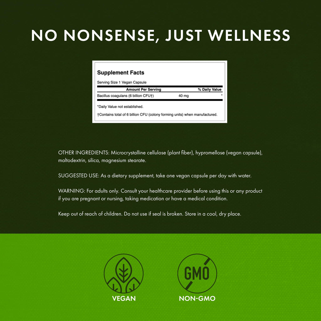 Swanson Bacillus Coagulans Probiotic - 6B CFU, 60 Veggie Capsules | Digestive Health