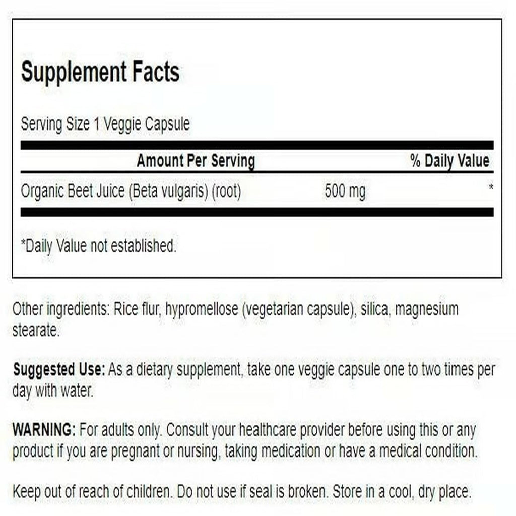 Swanson Organic Beet Juice Freeze Dried 500 mg – 60 Veg Capsules (2 Pack)