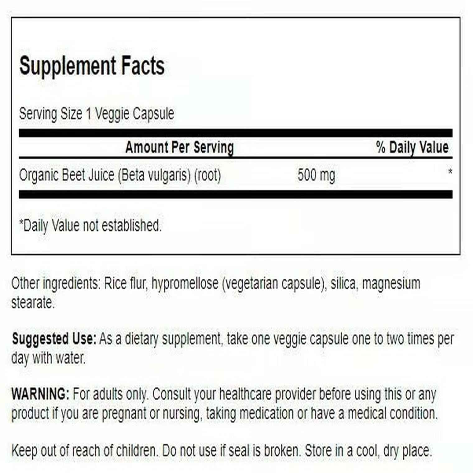 Swanson Organic Beet Juice Freeze Dried 500 mg – 60 Veg Capsules (2 Pack)