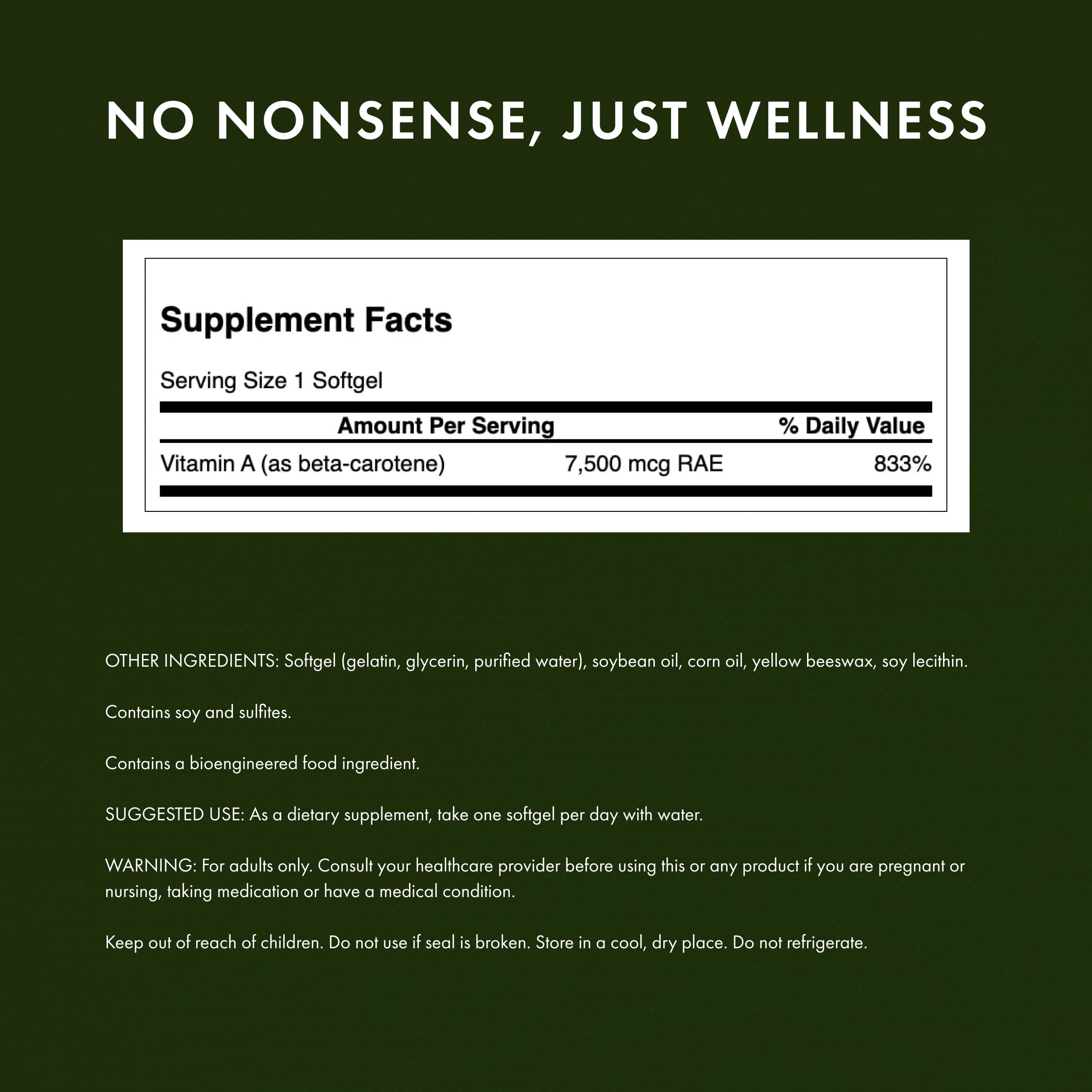 Swanson Beta-Carotene (Vitamin A) 25000 IU (7500 mcg) 100 Softgels
