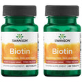 Swanson Biotin Timed-Release 10,000 mcg - 60 Tabs (2 Pack) | Hair, Skin & Nails