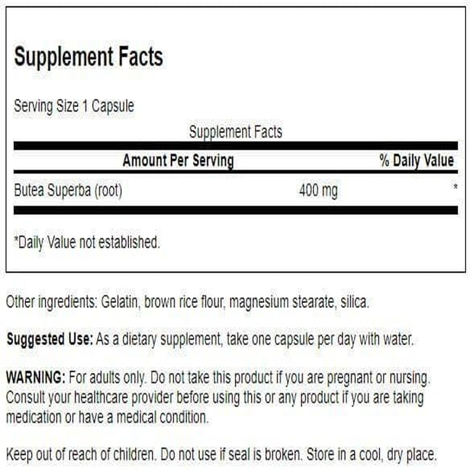 Swanson Butea Superba Root – Full Spectrum Intimacy & Sexual Support (400 mg, 60 capsules, 2 pack)