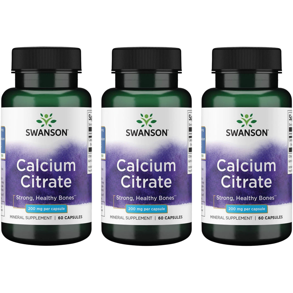 Swanson Calcium Citrate 200 mg 60 Caps (3 Pack)