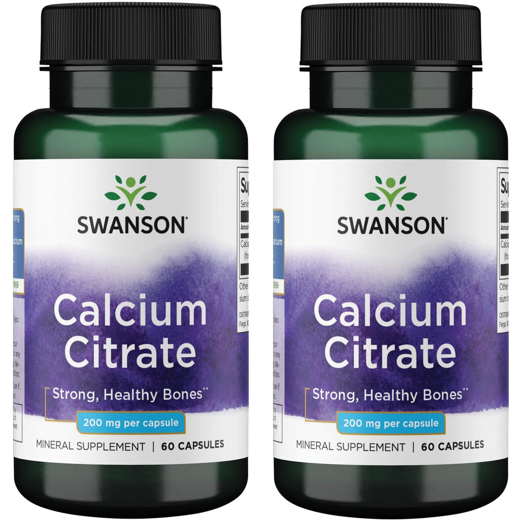 Swanson Calcium Citrate 200 mg 60 Caps (2 Pack) – Strong Bones