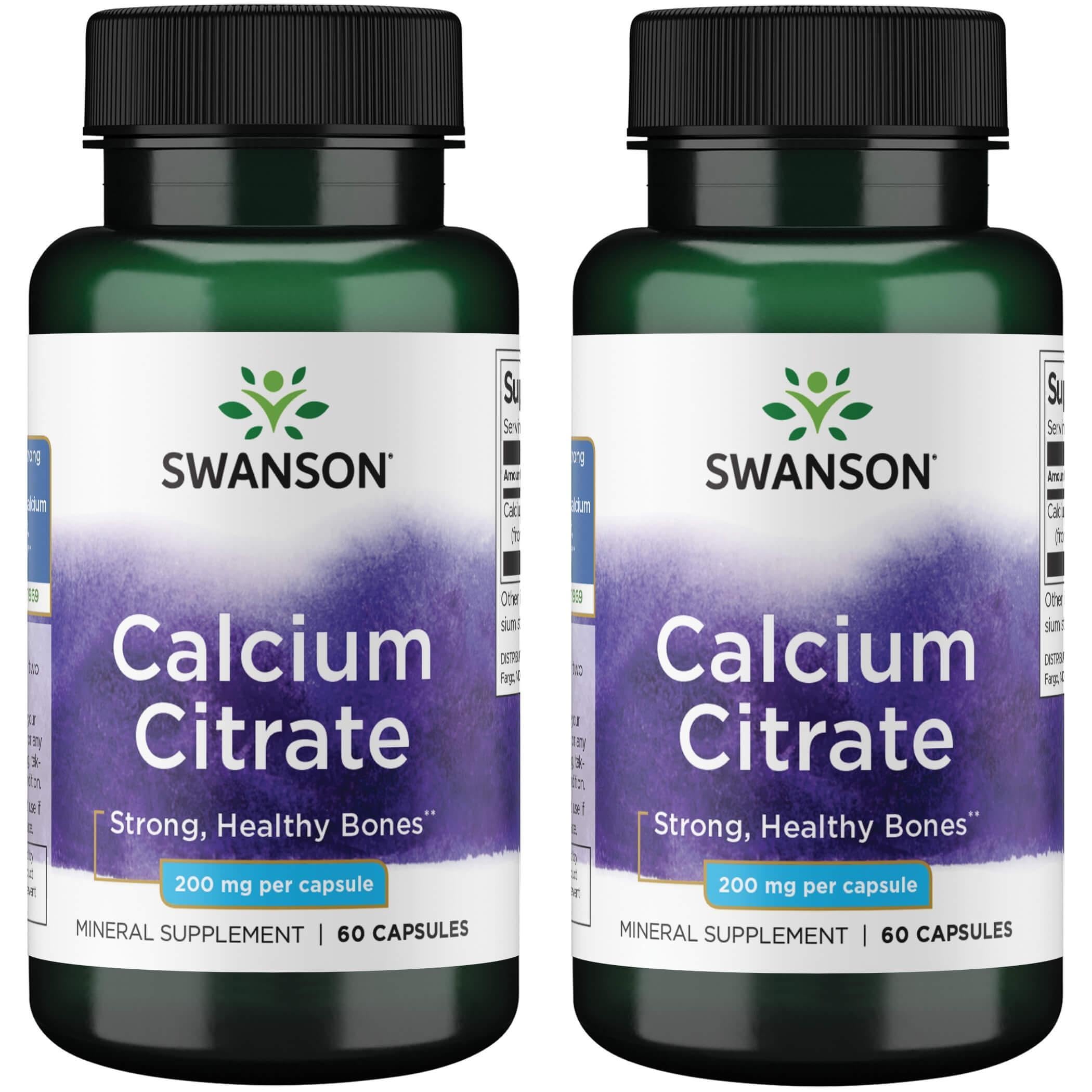 Swanson Calcium Citrate 200 mg 60 Caps (2 Pack) – Strong Bones