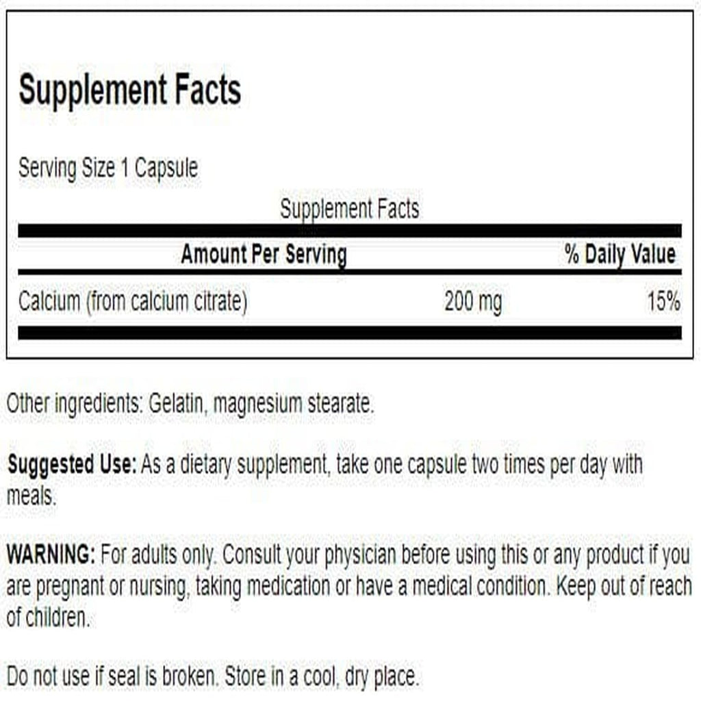 Swanson Calcium Citrate 200 mg 60 Caps (2 Pack) – Strong Bones