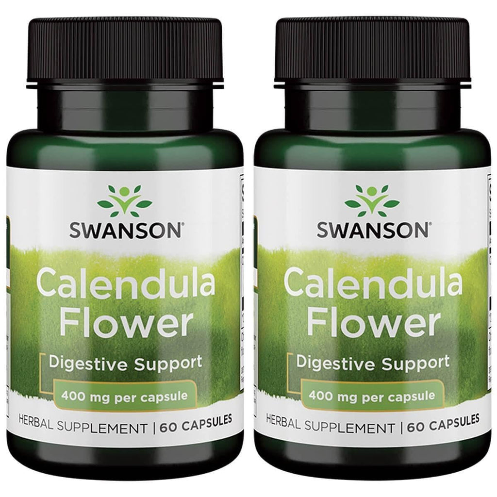 Swanson Calendula Flower 400 mg 60 Caps (2 Pack) | Full-Spectrum Calendula