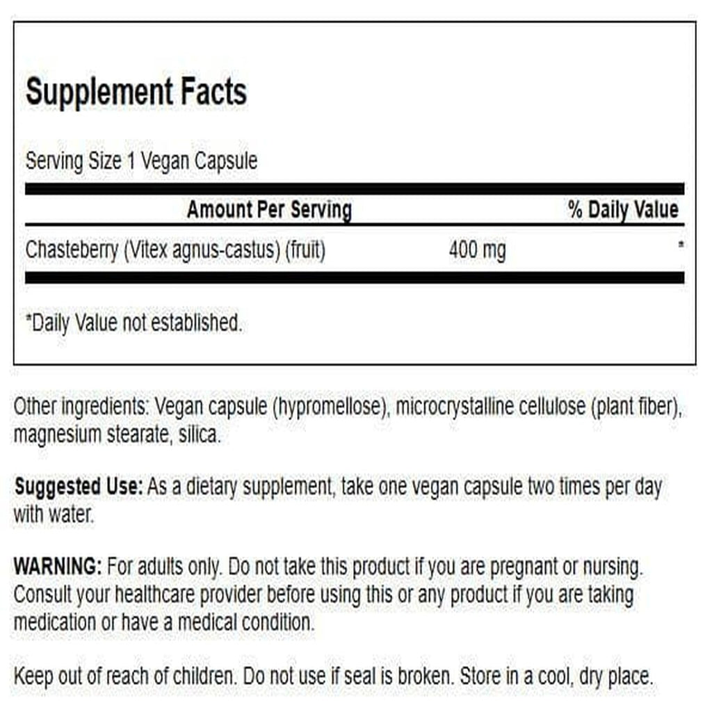 Swanson Chasteberry Fruit - Women's Health & Menopause Support (120 capsules, 400 mg each)