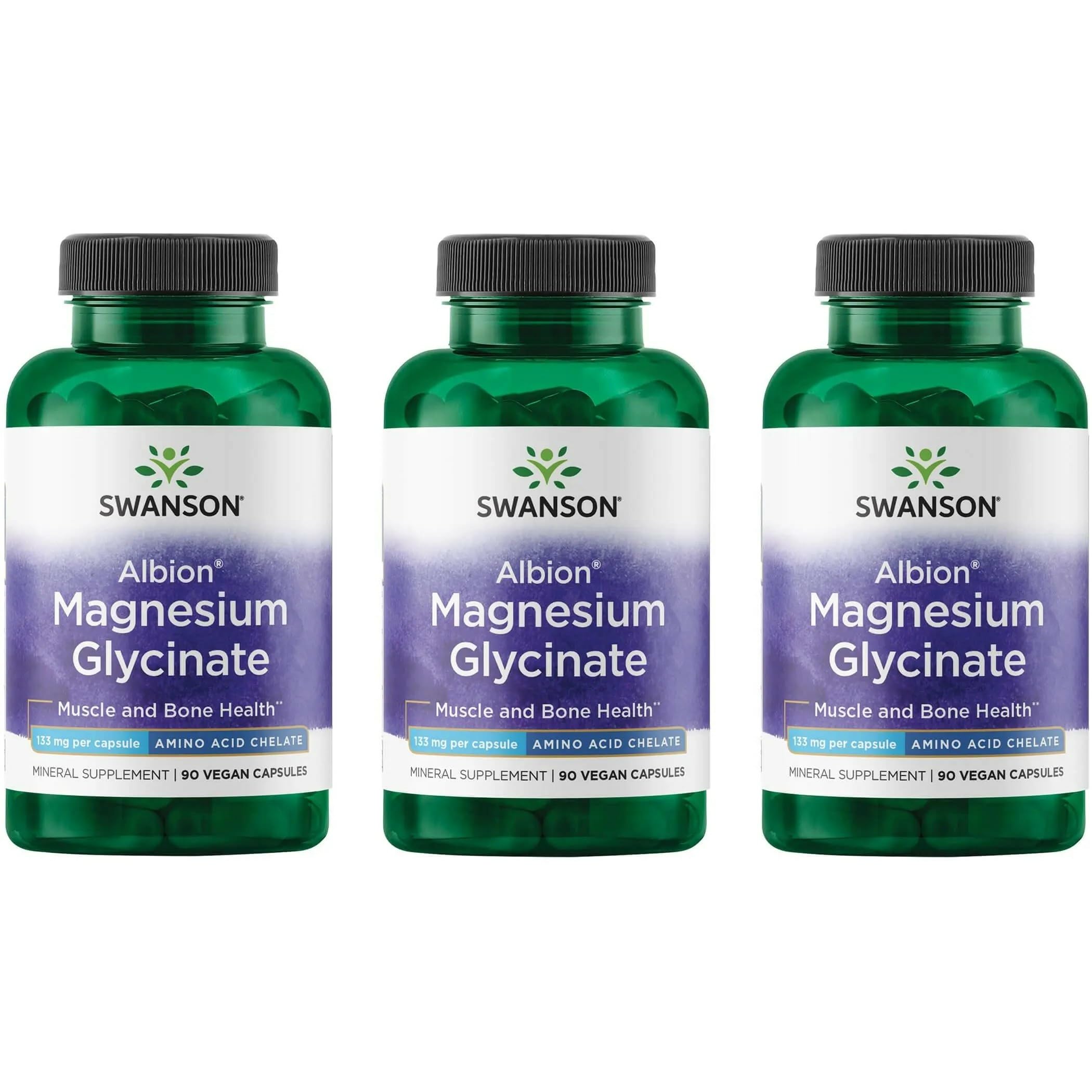 Swanson Chelated Magnesium 133 mg – 90 Capsules (3 Pack)