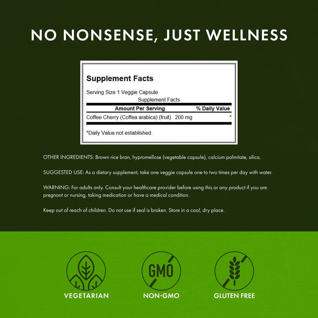 Swanson Full-Spectrum Coffee Cherry-Herbal Immune Support & Wellness (60 Veggie Capsules, 200 mg) 2 Pack