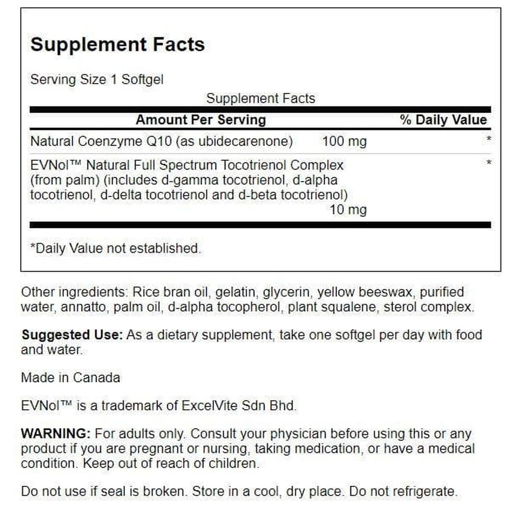 Swanson CoQ10 100 mg with 10 mg Tocotrienols – 60 Softgels