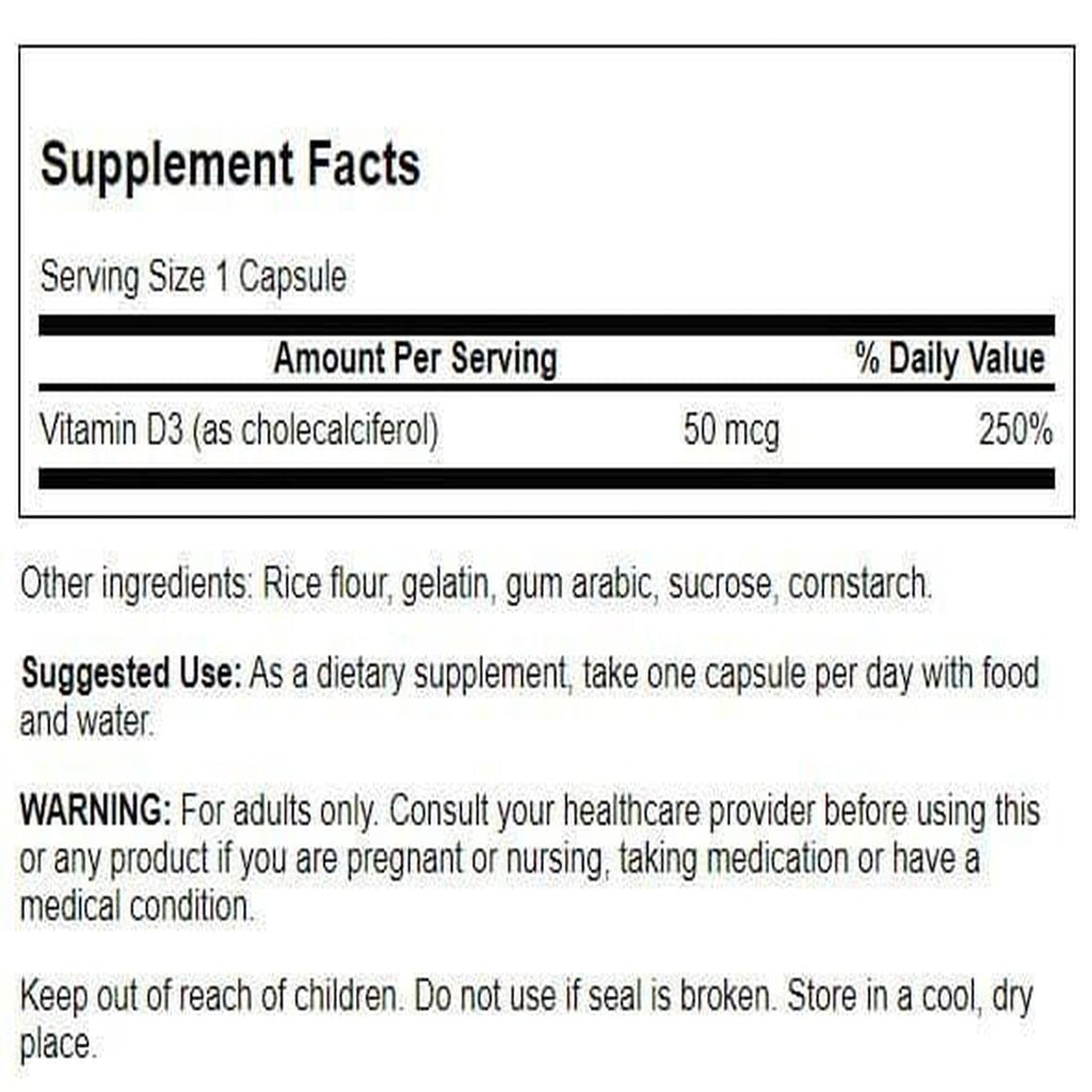 Swanson Vitamin D3 2000 IU – Bone & Immune Support (250 Caps)