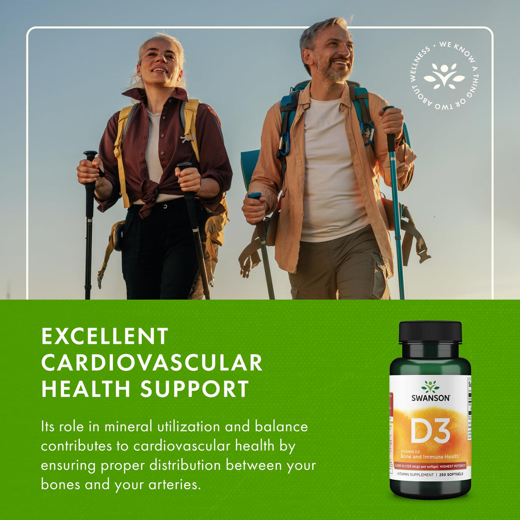 Swanson Vitamin D3 Softgels 250 Count – 2 Pack for Bone Health & Immune Support